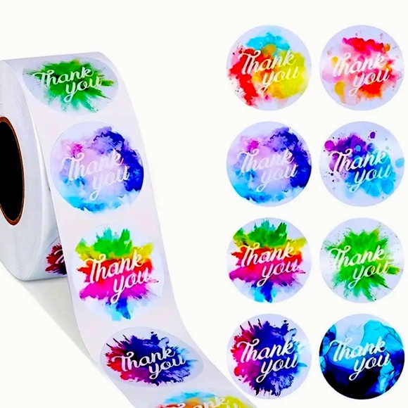 Queen Bee Boutique Other - 🆕Exquisite Splash Multi-Color “Thank You” Stickers- 100 stickers